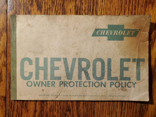 1960 Chevrolet Owner Protection Policy Booklet With Original Pages